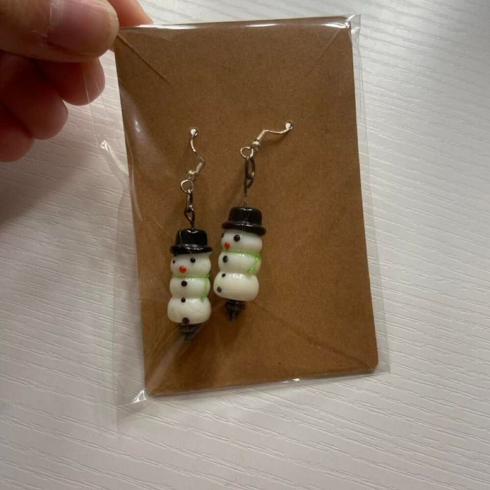 Glass snowman earrings